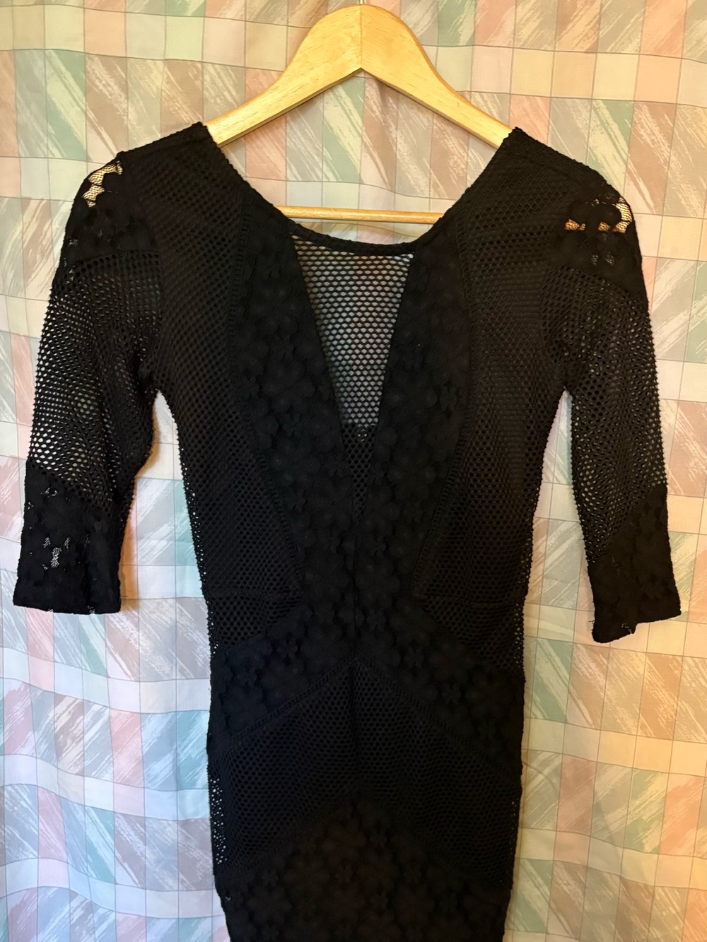 Topshop Geometric Lace & Mesh Mini Dress  SZ 4